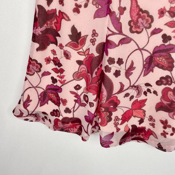 Express Pink Floral Flutter Midi Skirt M/L - Picture 3 of 7